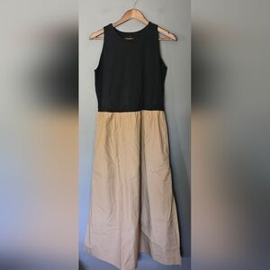 Everlane The Supima High Neck Riviera Dress Black/Tan Womens Size L